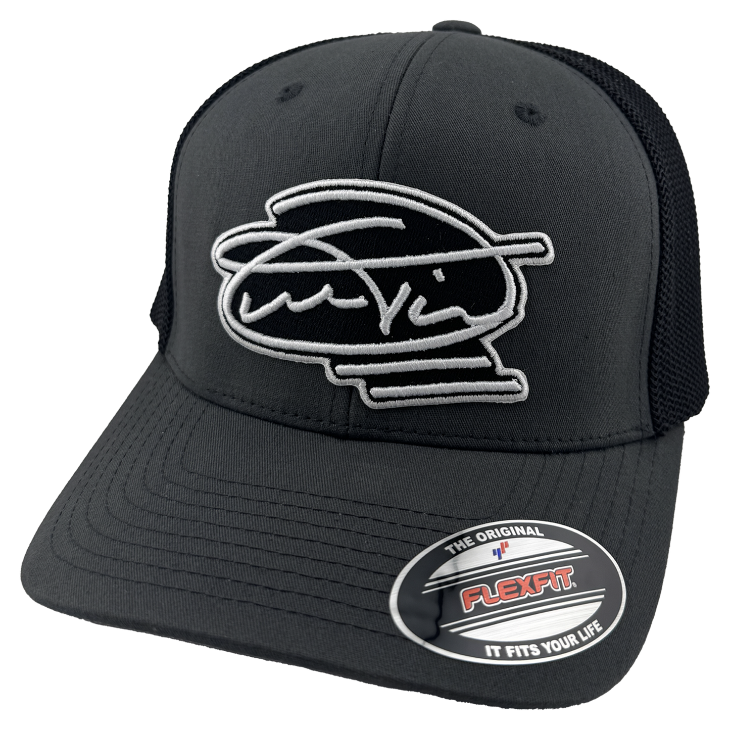 Overtime Signature Curved Grey and Black Flex Fit