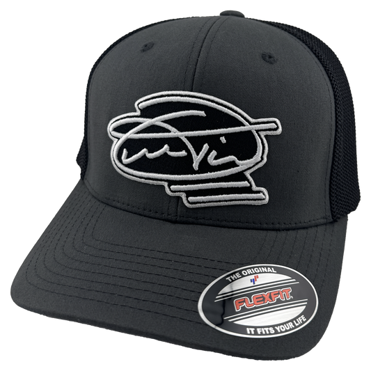 Overtime Signature Curved Grey and Black Flex Fit